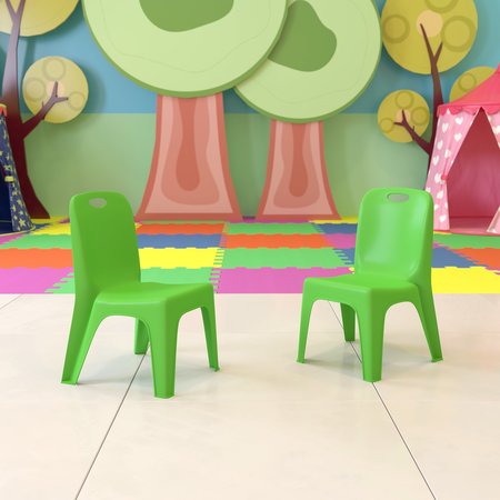 Flash Furniture Green Plastic Stack School Chair-11"H Seat, PK2 2-YU-YCX-011-GREEN-GG